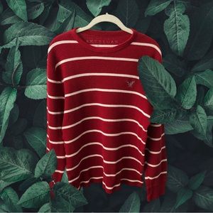 American Eagle 🦅, Red Striped Thick Thermal Shirt, Men’s Size L